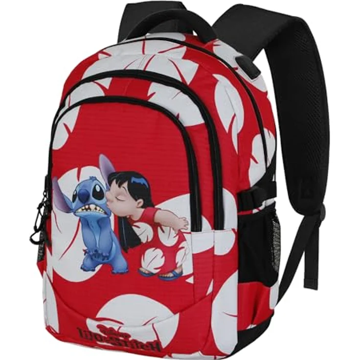 Karactermania Lilo & Stitch Kindergartenrucksack Kiss Running, Mehrfarbig, mit großem Fassungsvermögen, drei Hauptfächern, USB-Anschluss und gepolstertem Fach für elektronische Geräte – Bild 1