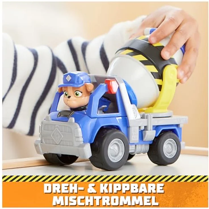 Spin Master Rubble & Crew - Zementmischer-Baufahrzeug mit drehbarer Mischtrommel und abnehmbarer Mix-Spielfigur – Bild 3