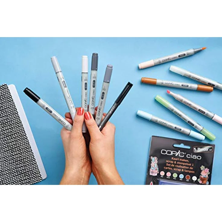 COPIC Ciao Marker 5+1 Set "Leuchtende Farben", 5 alkoholbasierte Allround-Layoutmarker, mit einer mittelbreiten und einer Brush-Spitze, inkl. 1 Multiliner 0,3 mm – Bild 3