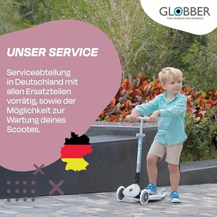 Globber PRIMO FOLDABLE LIGHTS ECO beere, 3-rädriger Kinderscooter mit leuchtenden Vorderrädern und sicherem Klappmechanismus – Bild 5