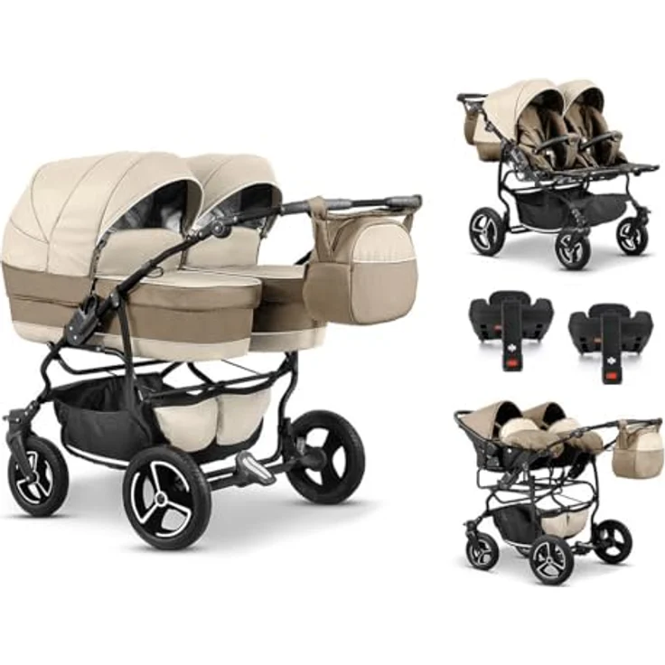 Elcar Zwillingskinderwagen 5 in 1 Twin Star inkl. Autositze und Iso Bases - 14 Teile - in 16 Farben – Bild 1
