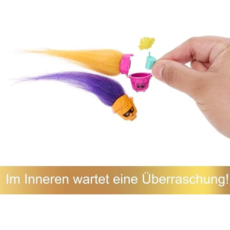 DREAMWORKS TROLLS Gemeinsam Stark – Haarige Überraschungen Branch Puppe mit leuchtendem, plüschigem Haar und 3 Überraschungszubehörteilen, abnehmbare Kleidung, für Kinder ab 3 Jahren, HNF12 – Bild 3