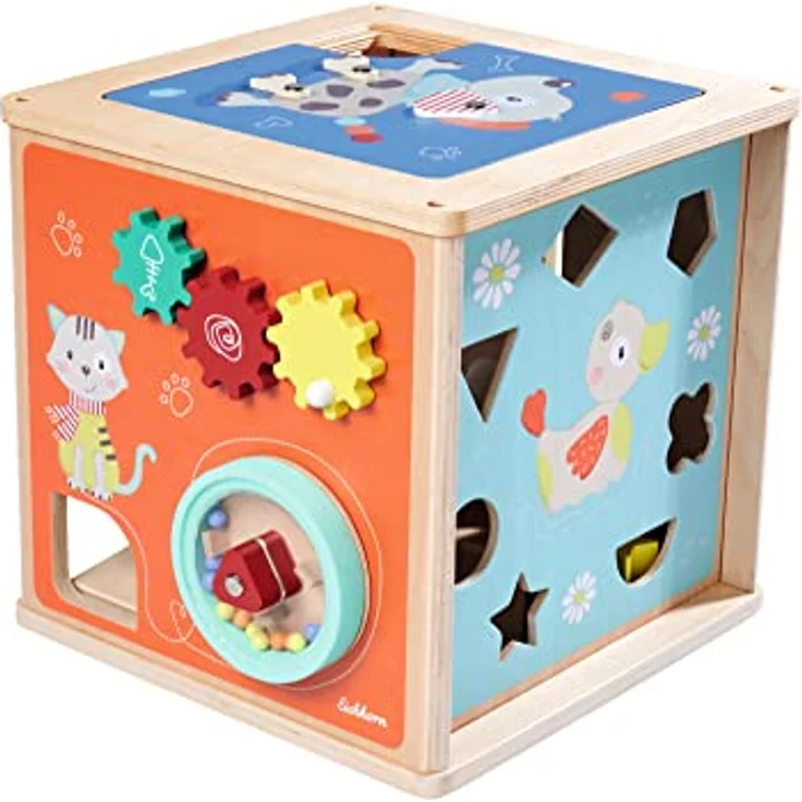 Eichhorn - großes Spielecenter mit Kugelbahn inkl. Dreh- und Steckfunktion, 15-tlg, 24x24x24 cm, 100 % FSC Zertifiziertes Lindensperrholz, ab 1 Jahr – Bild 3