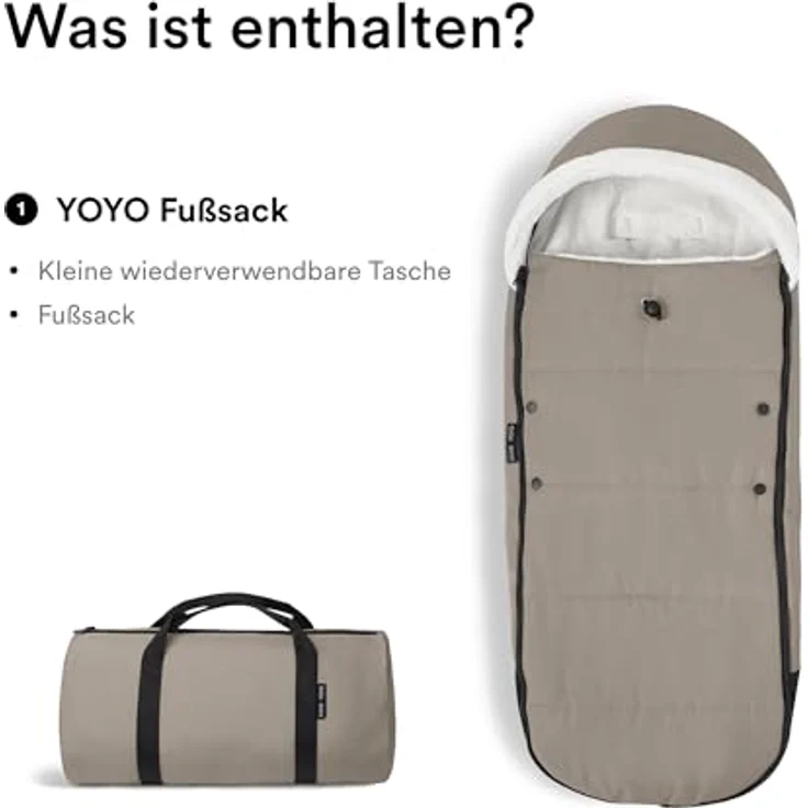 Stokke YOYO Fußsack, Taupe - Sherpa-Futter, Fleece-Kapuze mit Kordelzug, doppelte Wattierung - Maschinenwaschbar bei 30°C - Inklusive kleiner Tasche – Bild 5