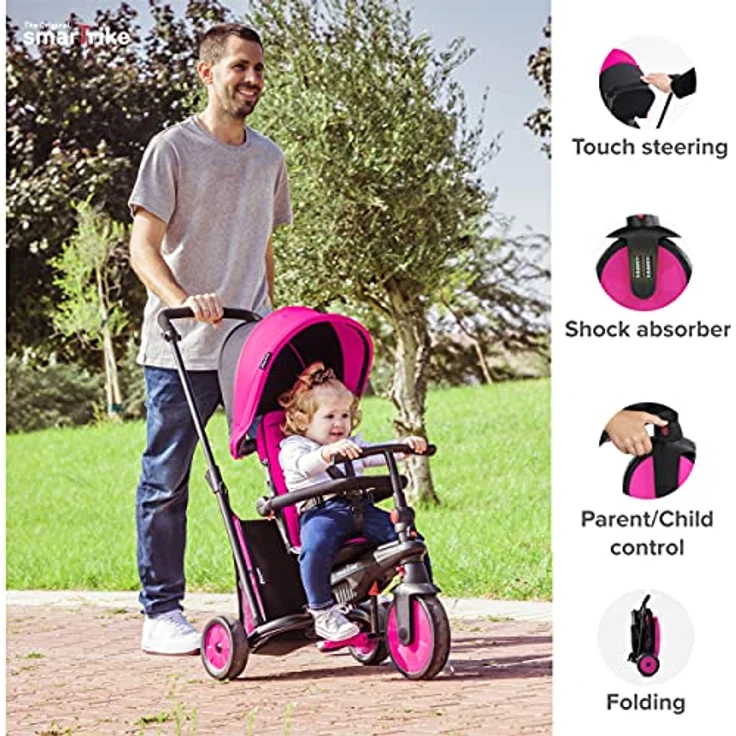 smarTrike® SmarTfold STR3 faltbares Dreirad für Kinder, pink, ab 10 Monaten geeignet, belastbar bis 18 kg – Bild 5