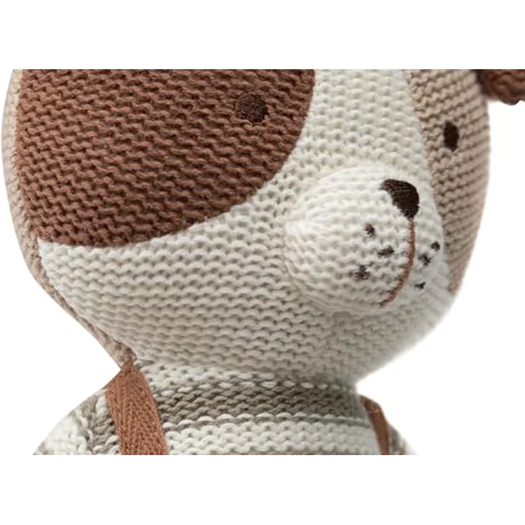 Jollein Kuscheltier Hund Mick, Gestrickt, 30 cm, Mit Latzhose, Handwaschbar, Stofftier für Babys und Kinder, Pflegeleicht und Hygienisch – Bild 5