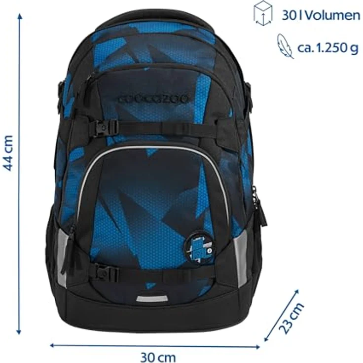 coocazoo Schulranzen MATE Electric Ice, ergonomisch, für Körpergröße 135-180 cm, mit Easy-Grow-System, 30 L Volumen – Bild 2