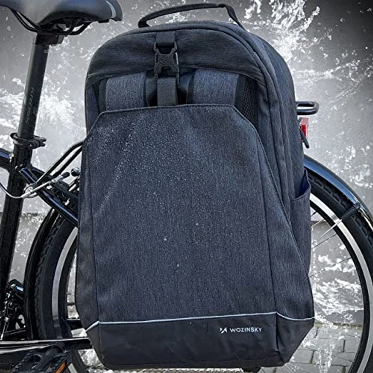 Wozinsky WBB33BK, Velotasche 30 l, Wasserfestes Polyester, 2in1 Gepäckträgertasche und Rucksack – Bild 6