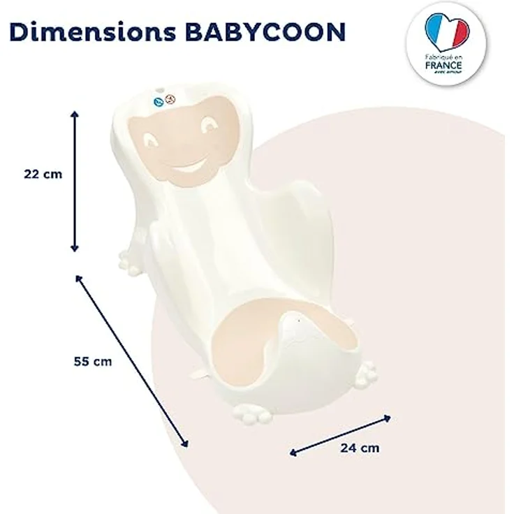 THERMOBABY Babycoon Badewagen, ergonomische Babywippe mit Saugnäpfen, Iced Brown – Bild 2
