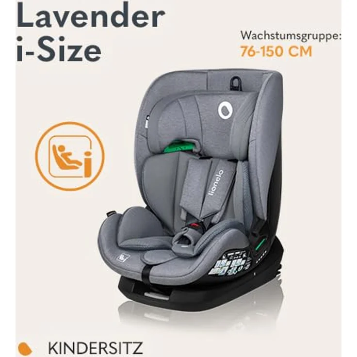 Lionelo Autokindersitz Lavender i-Size, 9-36kg, ISOFIX/Breiter Einstellbereich – Bild 2