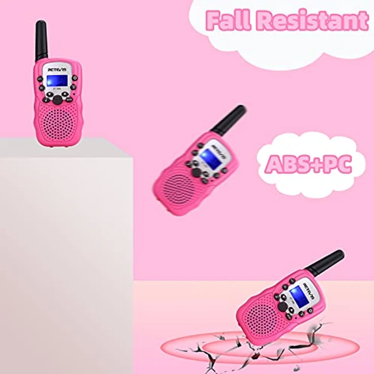 Retevis RT388 Walkie Talkie Kinder, 8 Kanäle Funkgerät mit großer Reichweite und Taschenlampe, VOX, rosa, für 3-12 Jahre, 1 Paar – Bild 5