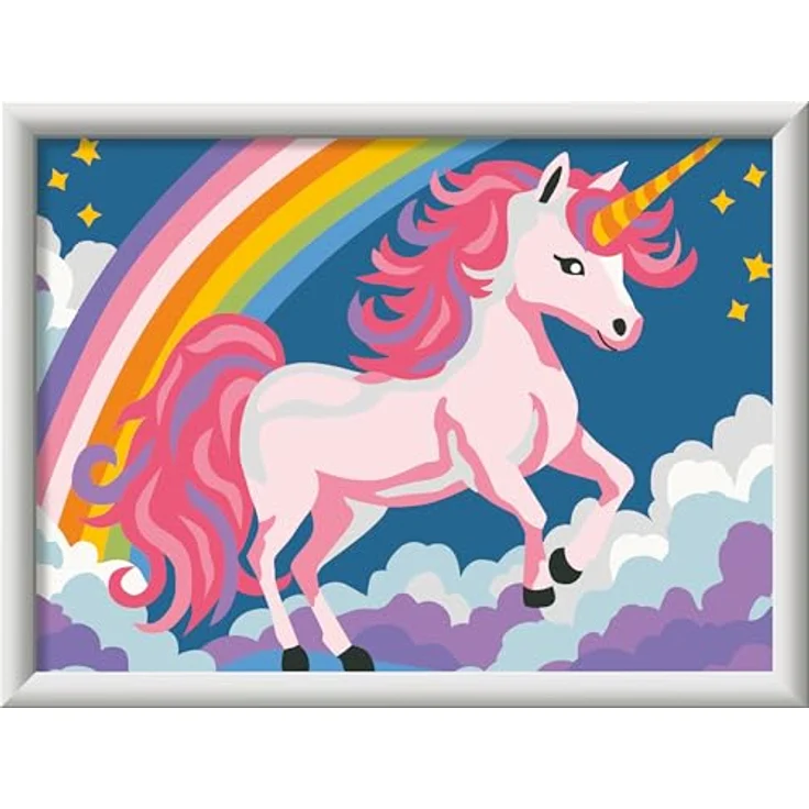 Ravensburger Malen nach Zahlen CreArt, Pinkes Einhorn, 14 Acrylfarben, Made in Europe – Bild 1