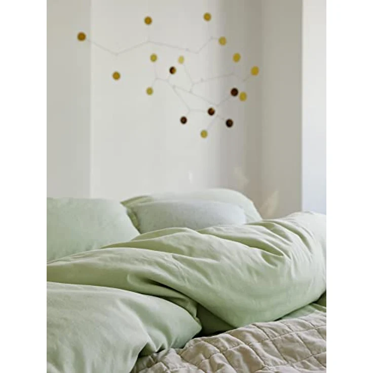 ESSENZA Bettwäsche Guy Pistache, 155x220 + 1x 80x80 cm, 100% Baumwollrenforce, Vintage-Waschung, Grün – Bild 4