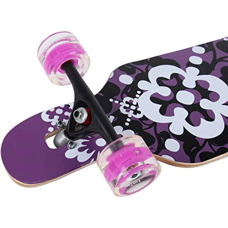FunTomia Flex1 bis 122kg - Camber Longboard lila Blume LED Ahornholz, 106cm Länge, 25cm Breite – Bild 5