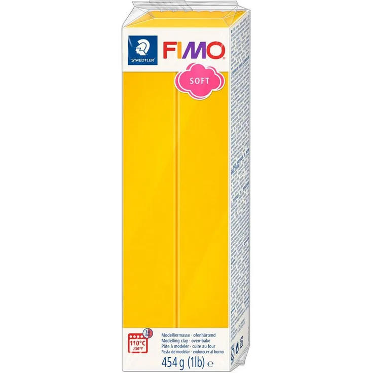 STAEDTLER FIMO soft 8021 Modelliermasse - sonnengelb - 454 g, ofenhärtende Knetmasse mit weicher Konsistenz