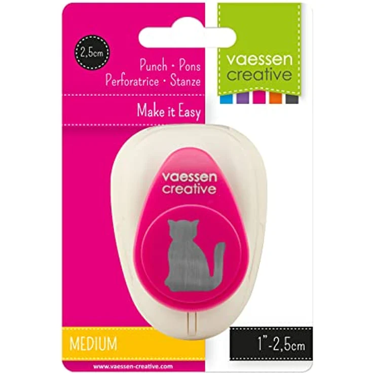 Vaessen Creative Motivstanzer, Medium Stanzer Katze, Ausstanzung 2,5 cm, lila, für Papier bis 160g – Bild 5
