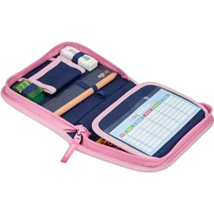 ergobag Federmäppchen Set 22-teilig, Lyra Buntstifte, Stundenplan-Fach, Kleingeld Fach, Lineal WolkenzauBär - Pink – Bild 3