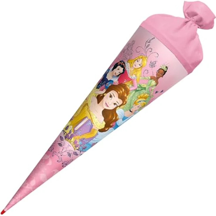 ROTH Schultüte groß Disney Princess 70 cm, Glittereffekt, rund, Filzverschluss, ROT(H)-Spitze, mit Belle, Aurora, Schneewittchen, Aschenputtel und Tiana – Bild 5