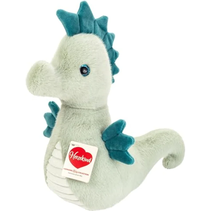 Teddy-Hermann Seepferdchen Melba, 23 cm, salbeigrün, weicher Plüsch mit glitzernden blauen Augen – Bild 1