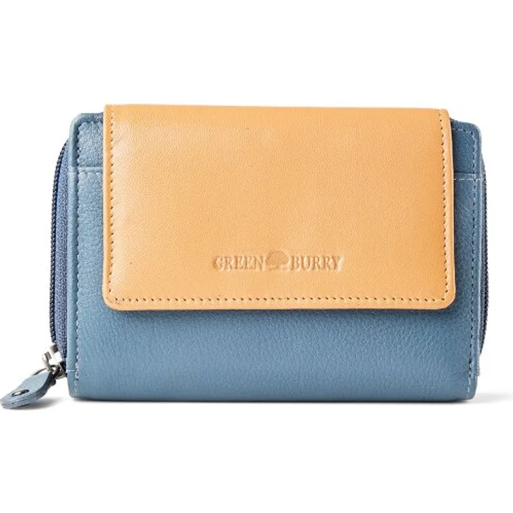 Greenburry Nappa Geldbörse RFID Schutz, 14 cm, blau, 100% Leder