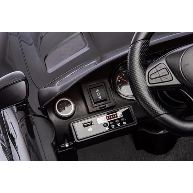 FINOOS Mercedes GTR AMG Kinder Elektroauto, 12V mit Fernbedienung, Schwarz, 2x 30W Motoren, echte Federung, Sanftanlaufsystem – Bild 8