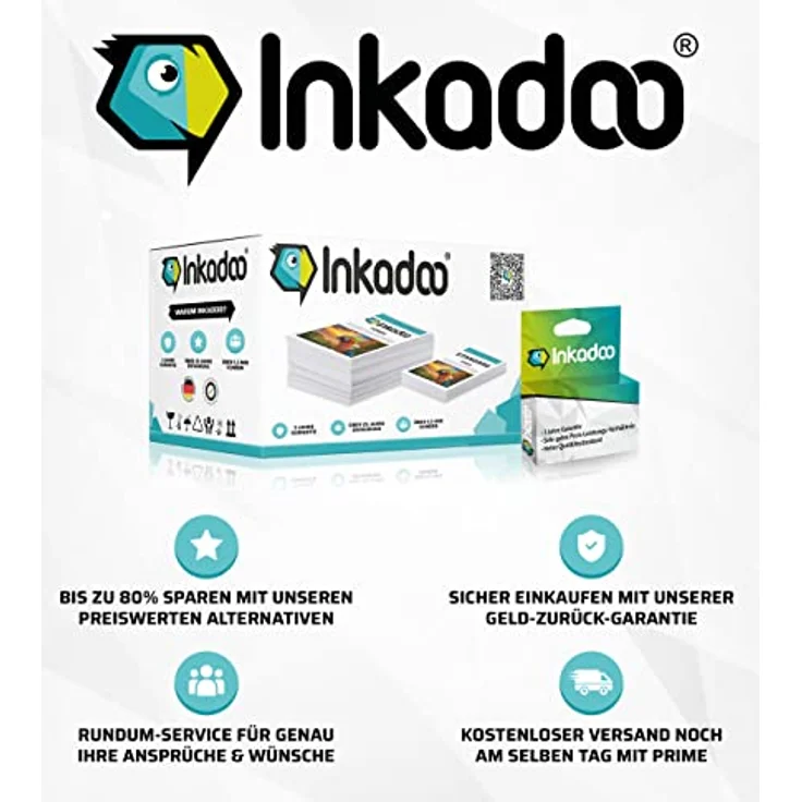 Inkadoo Etiketten für Dymo Labelwriter 400 Twin Turbo, 450 Twin Turbo, 310, 320, 330 - Rolle mit 500 leicht ablösbaren Etiketten, 25mm x 54mm, schwarz/weiß – Bild 3