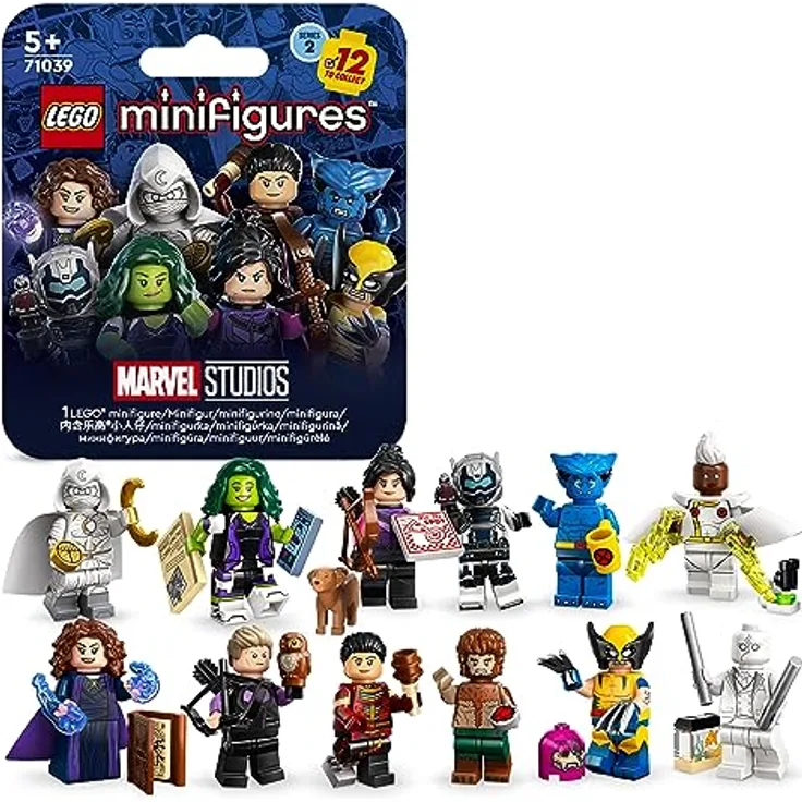 LEGO 71039 Minifiguren Marvel-Serie 2, 1 von 12 ikonischen Disney+ Charakteren zum Sammeln in jeder Tüte, inkl. Wolverine, Hawkeye, She-Hulk, Echo und mehr (1 Stück – Stil zufällig ausgewählt)
