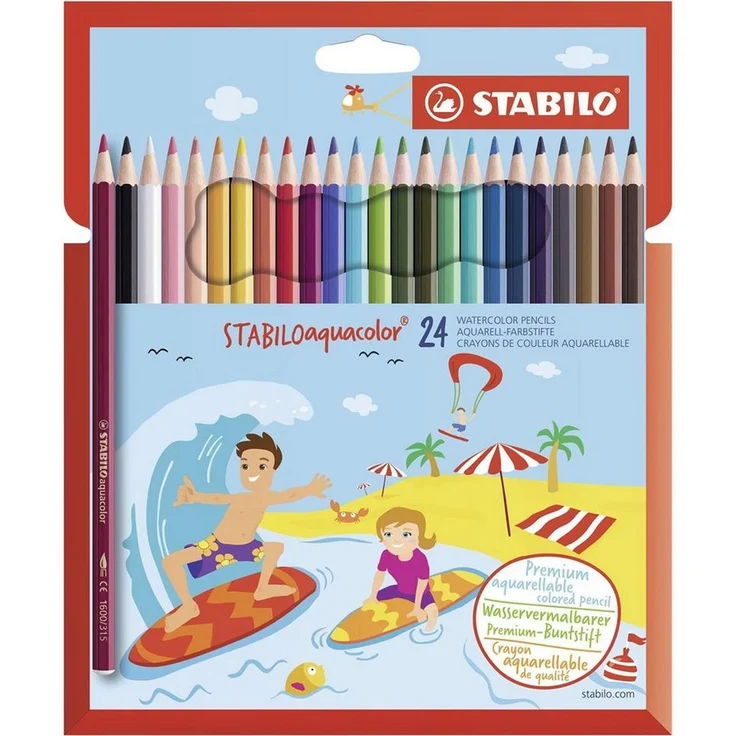 STABILO Buntstift STABILO aquacolor Aquarell-Buntstift - 24er Set, trocken und wasservermalbar, 24 Farben – Bild 1