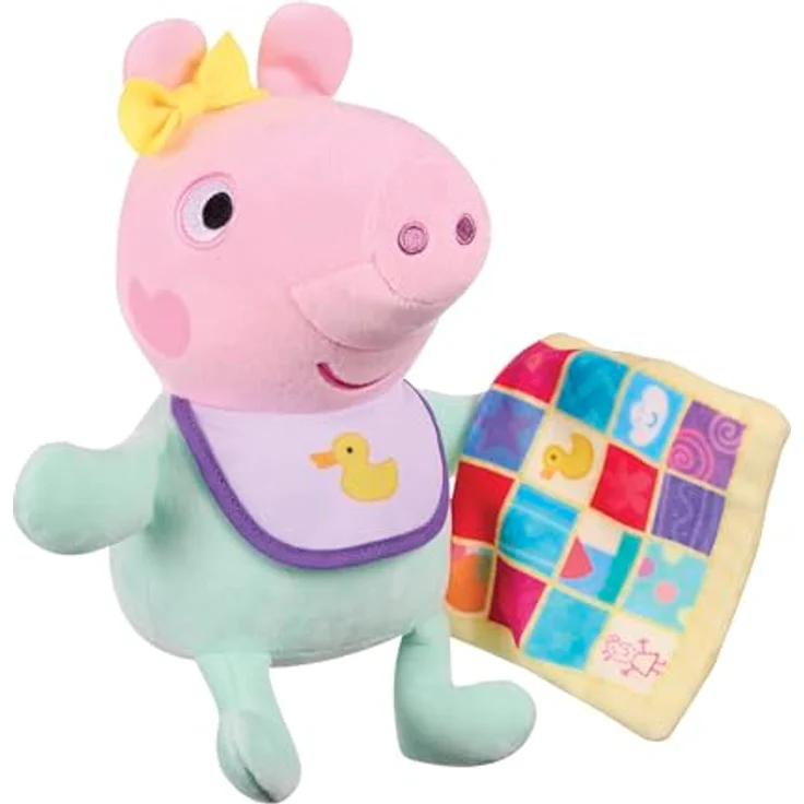 Peppa Pig Baby Evie mit Decke, Plüsch Kuscheltier Vorschulspielzeug für Kinder ab 18 Monaten, authentisches Peppa Pig Styling – Bild 3