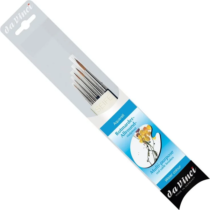 Da Vinci Rotmarder-Allround-Malpinsel-Set, Pinselset für Aquarellmaler und Modellbauer