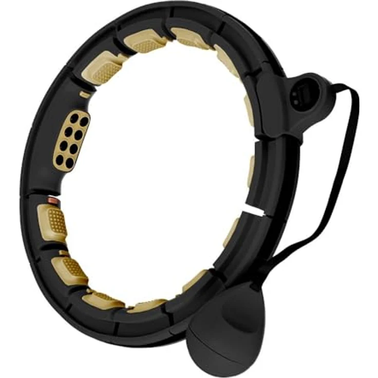HMS Hula-Hoop-Reifen HHM13, Schwarz-Gold mit Gewicht, Zähler und Massagepunkten sowie Schwerkraftball – Bild 2