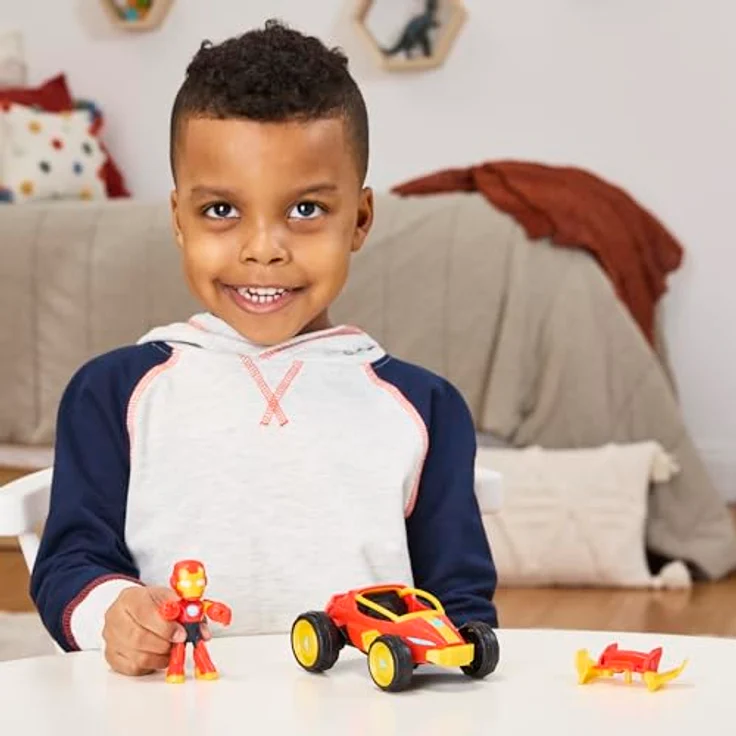 Marvel Iron Man and His Awesome Friends Iron Flitzer, 2-in-1 Spielset mit 7,6 cm Action-Figur und Fahrzeug, flexibel einsetzbares Accessoire für Kinder ab 3 Jahren – Bild 3
