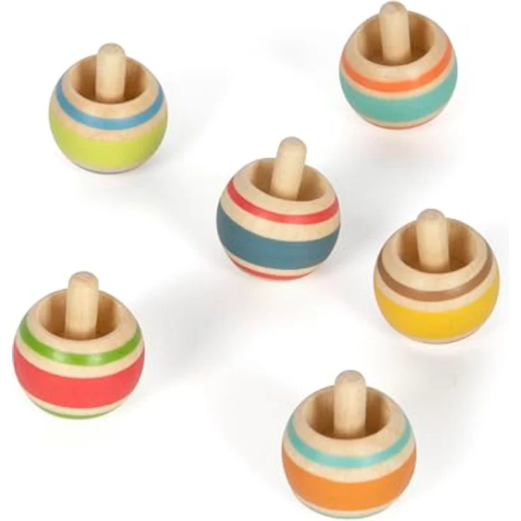 small Foot Wendekreisel-Set aus Holz, 6 Kreisel für Kinder ab 3 Jahren, hochwertige Verarbeitung und spannende Physik-Erkundung, 12606 – Bild 3