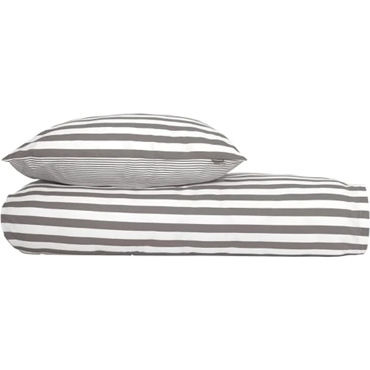 Schiesser Bettwäscheset Marie | Renforcé | 100% Baumwolle aus nachhaltiger Produktion | 155x220cm + 80x80cm | Grau – Bild 1