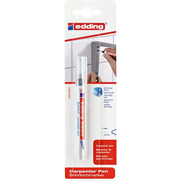 edding 8850 Bohrlochmarker - schwarz - 1 Stift - Rundspitze 1 mm - für Markierungen von schwer erreichbaren Stellen - extra lange, dünne Spitze 20 mm – Bild 3