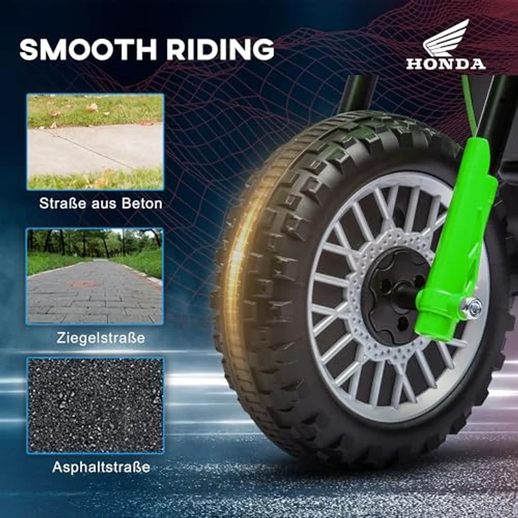 HOMCOM Elektro-Kindermotorrad 6V Kinder-Elektromotorrad, Honda CRF450RL, Offiziell lizenziert, für 18-36 Monate, Grün – Bild 6