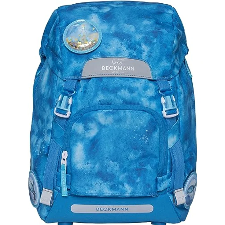 Beckmann Schulranzen Classic, 6tlg. Set mit Sportrucksack, Federmäppchen, Schlamperrolle und Buttons, blau – Bild 3