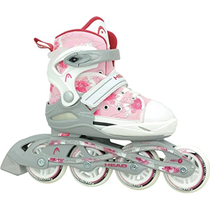 HEAD - Kinder Inlineskates verstellbar I 6 Größen I Rollerskates für Mädchen I ideal für Anfänger I komfortabel I mit Blumen-Design - Rosa/Weiß – Bild 1
