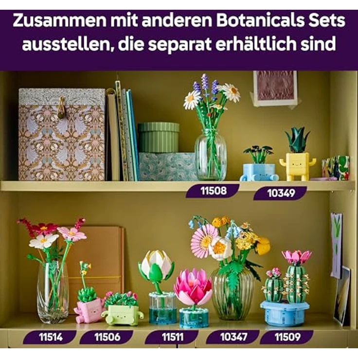 LEGO Botanicals Kosmeen 11514, Künstlicher Blumenstrauß mit 3 Kosmeen in weiß, rosa und violett & 2 Lampenputzergras Stielen, DIY Kunstblumen Deko für Kinderzimmer, ab 9 Jahren, Geburtstagsgeschenk für Mädchen & Erwachsene – Bild 5