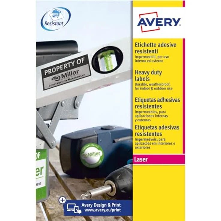 AVERY Zweckform L4775-8 Wetterfeste Folienetiketten, 8 Blatt, 210x297mm, stark selbstklebend, wasserfest, weiß – Bild 2