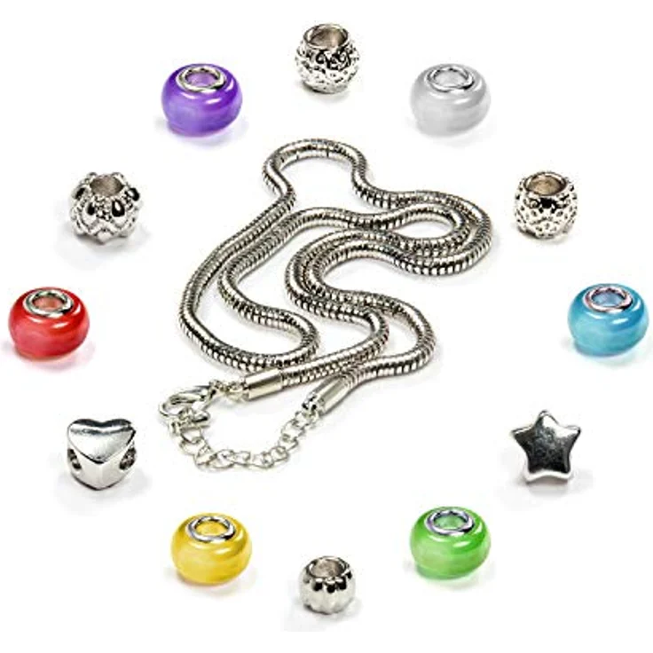 VALIOSA Merry Christmas Mode-Schmuck Adventskalender mit Halskette, Armband + 22 individuelle Glas & Metall Perlen-Anhänger, bunt, 24-teilig – Bild 3