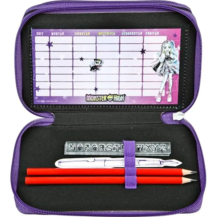 Scooli Tripledecker Monster High, Gefülltes Schüleretui mit 21 Buntstiften, robust und ergonomisch, ideal für Schule und Freizeit, ab 6 Jahren – Bild 5