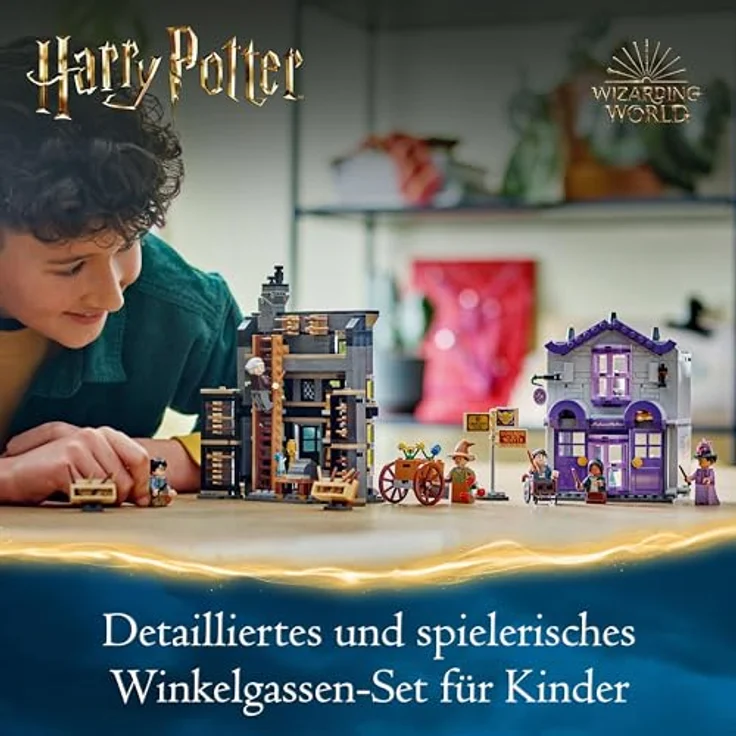 LEGO Harry Potter Ollivanders & Madam Malkins Anzüge, Läden aus der Winkelgasse, Spielset für Kinder, Zauberer-Spielzeug, Fantasy-Geschenke für Mädchen, Jungen und Fans ab 8 Jahren 76439, mit 6 Minifiguren, detailreiche Modelle, für magische Abenteuer – Bild 2