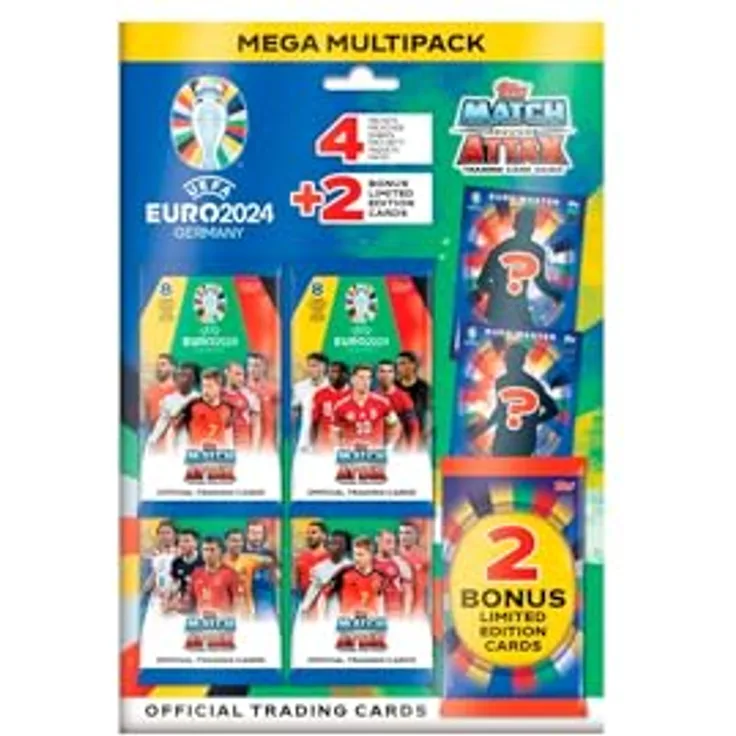 Topps FS0004821 Sammlerstücke, Mega Multipack Euro 2024 Attax Match Attax Spielkarten, Multi-Coloured