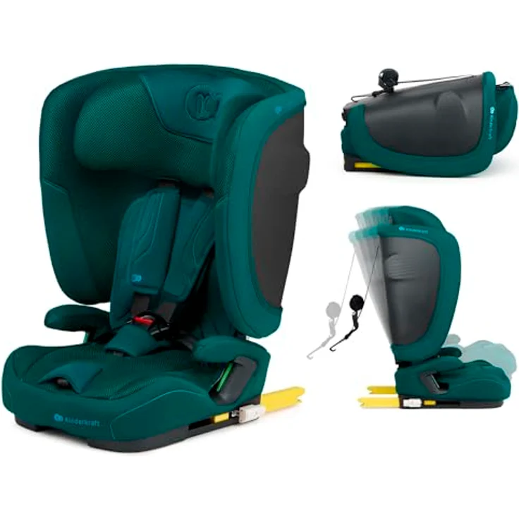 Kinderkraft Fix2Go, Autokindersitz für Kinder 9-36 kg mit Schlaffunktion, Neigungsverstellung und SAFERIDE Sensor, grün – Bild 1