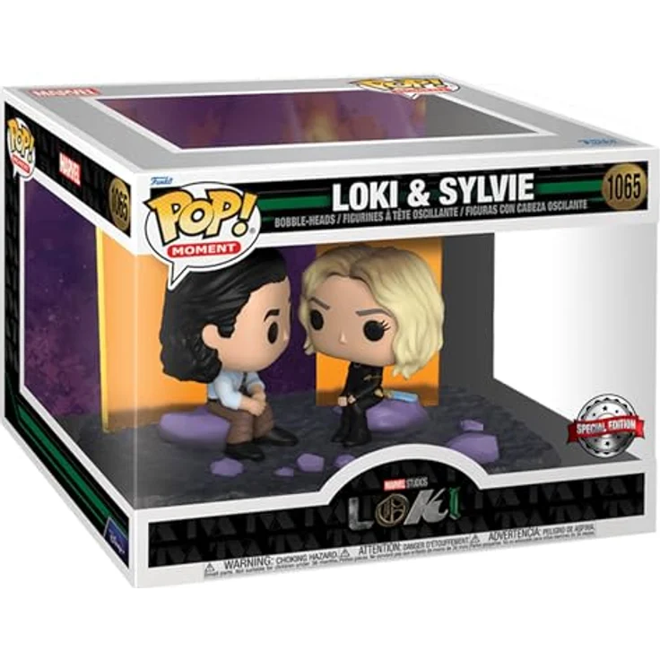 Funko Pop Marvel Moment Loki & Sylvie, exklusive Sammelfigur, transparent, ca. 12 cm hoch, 20 cm lang – Bild 1