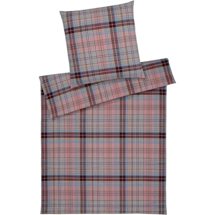 elegante Soft-Flanell Bettwäsche Holmes weinrot 100% Baumwolle, Winterbettwäsche, 135 x 200 cm + 80 x 80 cm