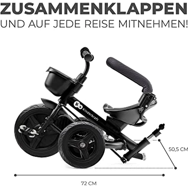 Kinderkraft AVEO, klappbares Dreirad mit verstellbaren Gurten und Sicherheitsbügel, blau – Bild 5