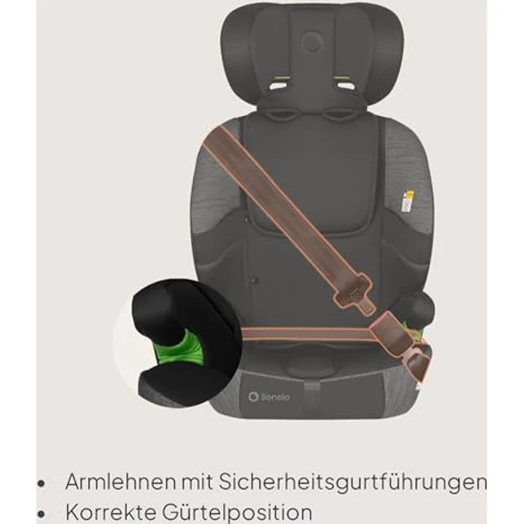 lionelo Autokindersitz LEVI FIX I-SIZE, i-Size konform, für Kinder von 76 bis 150 cm, mit Isofix und TopTether, 10-fach verstellbare Kopfstütze, Dri-Seat-Technologie, abnehmbarer Bezug – Bild 4
