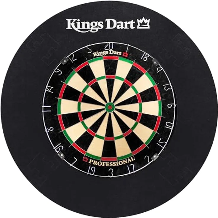 Kings Dart Profi Dart-Set, Sisal Steel-Dartscheibe mit dünner Spider-Feldbegrenzung und Dart-Surround, WDF Standard, beidseitig verwendbar, Markenqualität